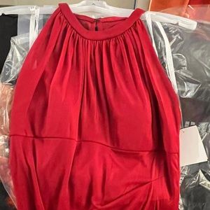 sleeveless long mesh dress with illusion neckline